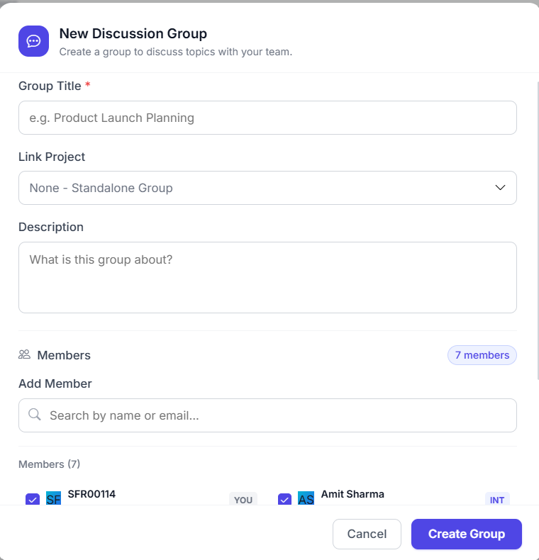 Create discussion